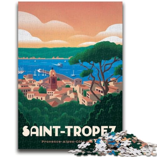 Saint Tropez Puzzle für Teenager, 1000 Teile, Familienaktivität mit passendem Poster und Quizblatt, für Kinder ab 14 Jahren, 1000 Teile (26x38cm) von NYANBFKEA
