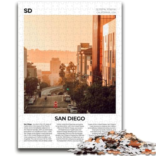 San Diego 1000-teiliges Puzzle für Teenager, Geschenke, pädagogisches Spielzeug zum Stressabbau, ganze Familie, 1000 Teile (50x75cm) von NYANBFKEA