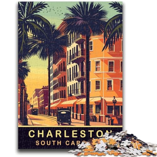 Stadtstraßen von Charleston, Puzzle für Erwachsene und Jugendliche, 1000-teiliges Puzzle, Lernspiele, DIY-Spielzeug mit passendem Poster und Quizblatt, für Kinder ab 14 Jahren, 1000 Teile (50x75cm) von NYANBFKEA