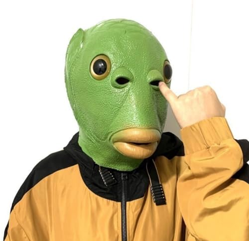 NYCK 2-stücke Der Grünen Kopfbedeckung Des Monsters, Grüner Kopf Fischmaske, Fisch Kopfbedeckung, Lustige Und Lustige Kopfbedeckung, Fisch Kopf Monster Kopfbedeckung Maske von NYCK