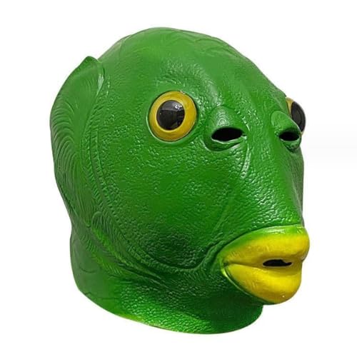 NYCK Halloween Lustige Maske, Grüne Kopf Fisch Maske, Lustige Grüne Fisch Kopf Abdeckung, Sand Skulptur Monster Fisch Latex Maske 3 von NYCK