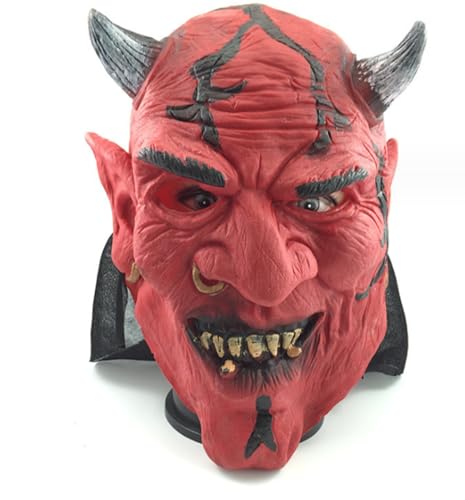 NYCK Halloween Maske Japanischer Geist Kopf Prajna Maske Terror Maske Red Bull Horn Maske Ball Ghost House Maske von NYCK