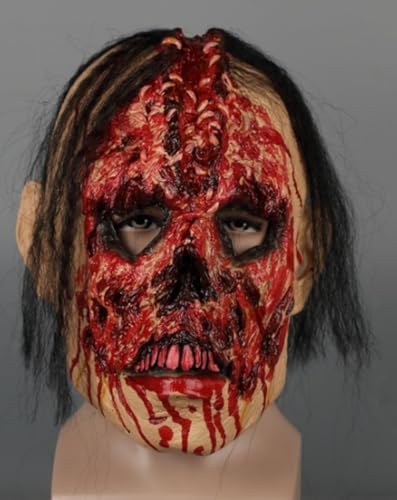 NYCK Horror Geist Gesichtsmaske Kopfbedeckung Blaues Gesicht Zombie Horn Maske Halloween Angst Und Lustige Teufels Haus Verkleidung Prop 6 von NYCK
