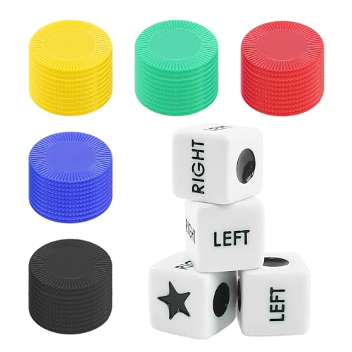 4 Dice & 50 Color Chips Dice Game Set, Left and Right Center Dice Game Set, Board Game Accessories, Dice Game, Perfect for Entertainment, House Parties 4 Dice & 50 Color Chips Dice Game Set, Left and Right Center Dice Game Set, Board Game Accessories, Dice Game, Perfect for Entertainment, House Parties von NYGGTYK