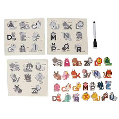 Holz-Alphabet-Matching-Puzzle, pädagogisches Tierform-Erkennungs-Alphabet-Puzzle-Spielzeug für Manche Leute, Übungen zur Hand-Augen-Koordination, Bausteine ​​aus massivem Holz von NYSUZHOUJI