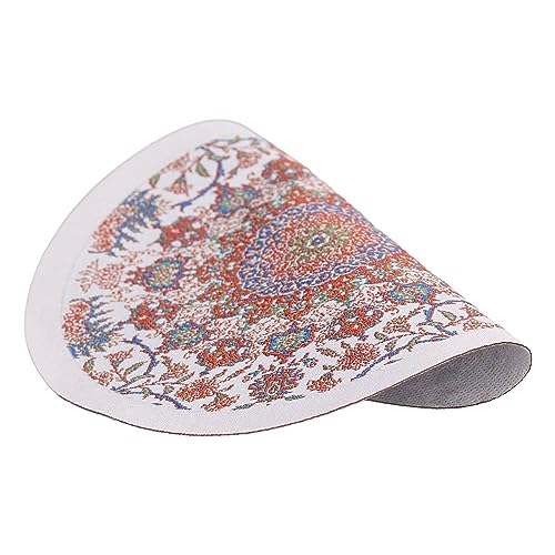 Miniatur Round Dollhouse Teppich Vintage -Stil weiche Textur 1: 12 Miniaturpuppe Rot Weißer Hintergrunddurchmesser 15,7 cm Elegante Puppenhausdekoration von NYSUZHOUJI