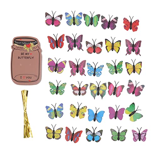 NYSUZHOUJI Valentinstag Souvenirs Card Set Butterfly Gold Draht Krawatte für Vorschulparty im Klassenzimmer (A) von NYSUZHOUJI