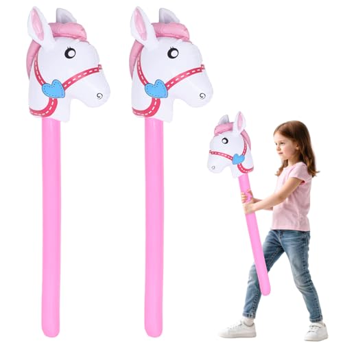 NYTGAH 2 Stück Hobby Horse Zubehör, 33 x 96 cm, Aufblasbares Pferd, Steckenpferd Kinder, Geeignet für Cowboy-Mottopartys, Pferde-Rollenspiele, Dekoration, Party-Requisiten (Pink) von NYTGAH