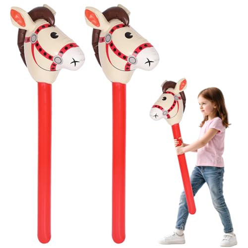 NYTGAH 2 Stück Hobby Horse Zubehör, 33 x 96 cm, Aufblasbares Pferd, Steckenpferd Kinder, Geeignet für Cowboy-Mottopartys, Pferde-Rollenspiele, Dekoration, Party-Requisiten (Rot) von NYTGAH