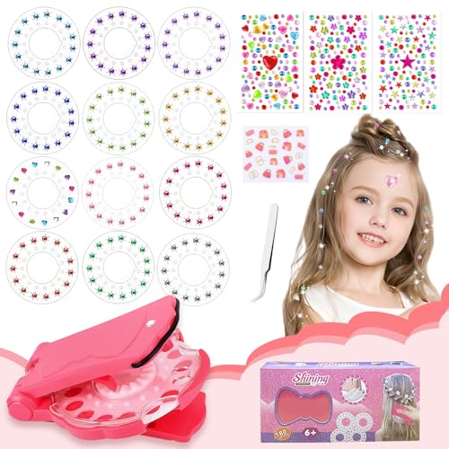 Hair Bedazzler Kit,Glitzersteine Haare Maschine Mit 180 Hair Gemstone Und Kinderaufkleber,Kindernagelaufkleber,Haarschmuck Maschine Glitzersteine Bedazzler Hair Für Geflochtenem Haar Für Mädchen (180) Hair Bedazzler Kit,Glitzersteine Haare Maschine Mit 180 Hair Gemstone Und Kinderaufkleber,Kindernagelaufkleber,Haarschmuck Maschine Glitzersteine Bedazzler Hair Für Geflochtenem Haar Für Mädchen (180) von NYZQIW