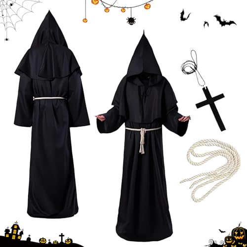 NYZQIW Mönch Robe, Kostüm Mönch Priester, Gewand Halloween Kostüm, Kapuze Herren Männer Mönchskutte, Männer Prister Gewand, Gewand Kostüm, für Mottoparty Halloween Cosplay Karneval(XXL) NYZQIW Mönch Robe, Kostüm Mönch Priester, Gewand Halloween Kostüm, Kapuze Herren Männer Mönchskutte, Männer Prister Gewand, Gewand Kostüm, für Mottoparty Halloween Cosplay Karneval(XXL) von NYZQIW