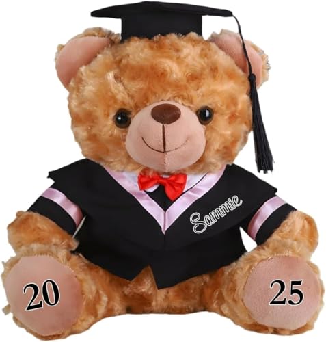 NZDFH Personalisierte Bachelor Geschenk mit Namen & Jahr - Teddybär mit Doktorhut, Individuelles Abschlussgeschenk für Abitur 2025, Prüfung Bestanden | Kreatives Schulabschluss-Geschenk für Schüler von NZDFH