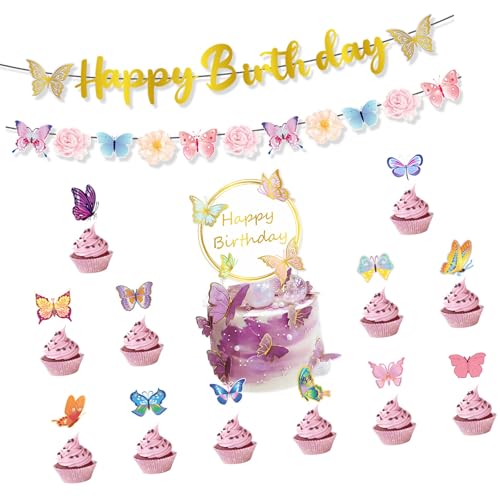 NZHBOAM Cupcake Toppers Butterfly Themed Banners Party Decors Butterfly Cake Accessoires Papier Textur Für Partyfeier NZHBOAM Cupcake Toppers Butterfly Themed Banners Party Decors Butterfly Cake Accessoires Papier Textur Für Partyfeier von NZHBOAM