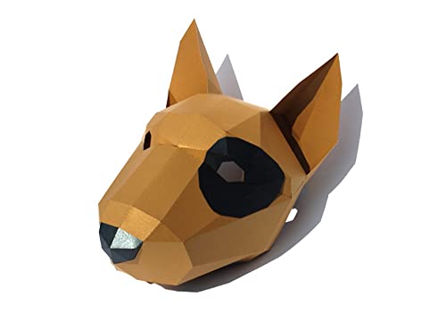 NZPOST Pre Cut 3D Paper Mask Bull Terrier Animal Halloween Costume Cosplay DIY Paper Craft Model Mask Christmas (Gold) von NZPOST
