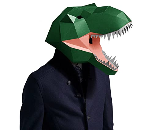 NZPOST Vorgeschnittene 3D-Papiermaske, Dinosaurier, Tier, Halloween-Kostüm, Cosplay, DIY, Papierhandwerk, Modellmaske, Weihnachten (grün) von NZPOST