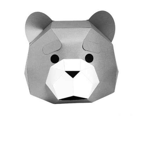 NZPOST Vorgeschnittene 3D-Papiermaske, Teddybär, Ted, Tier, Halloween-Kostüm, Cosplay, DIY, Papierhandwerk, Modellmaske (grau) von NZPOST