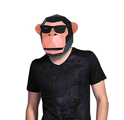 NZPOST Vorgeschnittene Papiermaske, 3D-Sonnenbrille, Gorilla, Tier, Halloween-Kostüm, Cosplay, DIY, Papierhandwerk, Modellmaske, Weihnachten (Rosa) von NZPOST