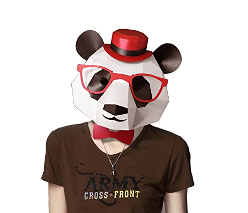 NZPOST Vorgeschnittene Papiermaske 3D Panda Halloween Kostüm Cosplay DIY Papier Handwerk Modell Maske Weihnachten von NZPOST