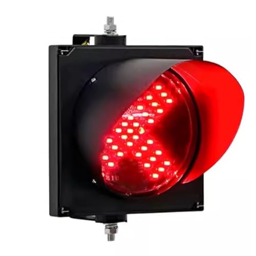 NZVZGKTNTW Industrielle Ampelanlagen Mit Sonnenschutz, Ampelanlagen Mit Rotem Kreuz Und Grünem Pfeil, Kreisförmige Gelbe Ampelanlagen for Mautstellen, Autowaschanlagen,(Red Fork,200mm) von NZVZGKTNTW