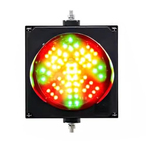 NZVZGKTNTW Industrielle Ampelanlagen Mit Sonnenschutz, Ampelanlagen Mit Rotem Kreuz Und Grünem Pfeil, Kreisförmige Gelbe Ampelanlagen for Mautstellen, Autowaschanlagen,(Red Fork Green Arrow,200mm) von NZVZGKTNTW