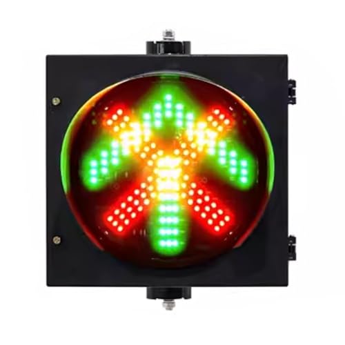 NZVZGKTNTW Industrielle Ampelanlagen Mit Sonnenschutz, Ampelanlagen Mit Rotem Kreuz Und Grünem Pfeil, Kreisförmige Gelbe Ampelanlagen for Mautstellen, Autowaschanlagen,(Red Fork Green Arrow,300mm) von NZVZGKTNTW