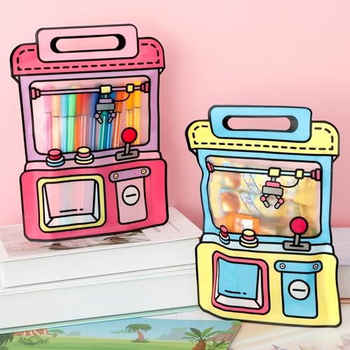 NZWBSHSSP 50 Stück Cartoon-Geschenktüten mit Griff, Krallenmaschine, Goodie-Partybeutel, Kunststoff, für Süßigkeiten, Kekse, Snacks, Aufbewahrungstaschen für Hochzeit, Geburtstag, Babyparty von NZWBSHSSP
