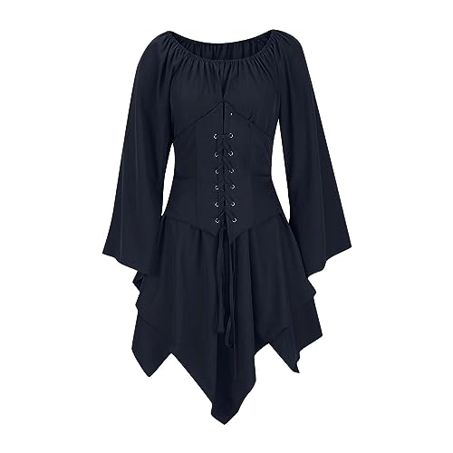 NZYIHAO Blitzangebote des tages Damen Mittelalter Kleid Mit Trompetenärmel Renaissance Kostüm Korsett für Halloween Viktorianisches von NZYIHAO