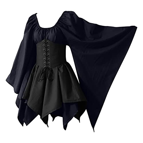 NZYIHAO Blitzangebote des tages Damen Mittelalter Kleid Mit Trompetenärmel Renaissance Kostüm Korsett für Halloween Viktorianisches von NZYIHAO