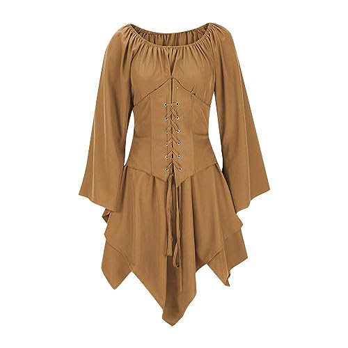 NZYIHAO Blitzangebote des tages Damen Mittelalter Kleid Mit Trompetenärmel Renaissance Kostüm Korsett für Halloween Viktorianisches von NZYIHAO