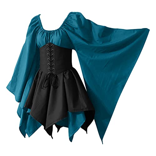 NZYIHAO Blitzangebote des tages Damen Mittelalter Kleid Mit Trompetenärmel Renaissance Kostüm Korsett für Halloween Viktorianisches von NZYIHAO