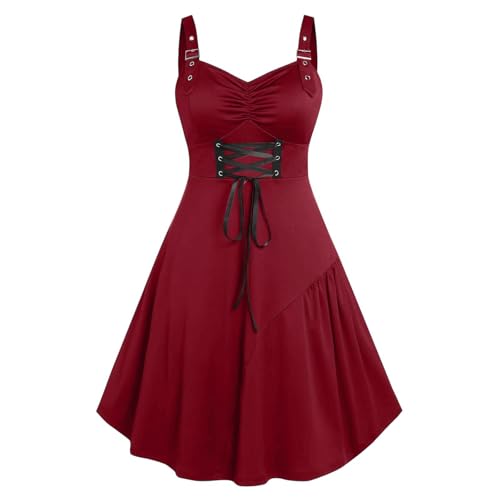NZYIHAO Damen Mittelalter Kleid Ärmellos mit Schnürung Gesmokt A-Linie Renaissance Kleider Hexenkostüm Gothic Kleidung Piratenkostüm Halloween Kostüm NZYIHAO Damen Mittelalter Kleid Ärmellos mit Schnürung Gesmokt A-Linie Renaissance Kleider Hexenkostüm Gothic Kleidung Piratenkostüm Halloween Kostüm von NZYIHAO