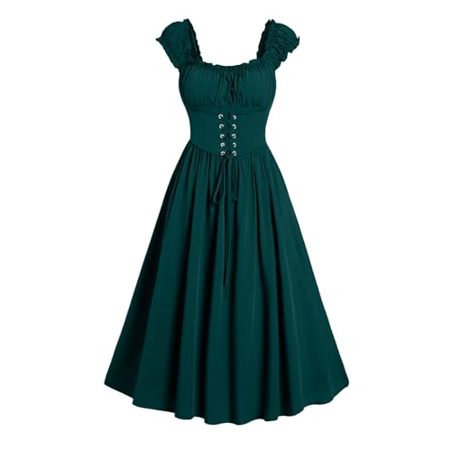 NZYIHAO Die Discounter Damen Gothic Kleid Halloween Kostüm Elegant Renaissance Cosplay Dress Shaping mit Corset Faschingskostüme A-Linie Ärmellos Trägerkleid Steampunk Kleidung Gesmokt Taille von NZYIHAO