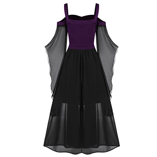 NZYIHAO Die Discounter Halloween Karneval Kleid Damen 80er Jahre Mittelalter Kleidung Schulterfreies Chiffon Mesh Gothic Vintage Clothes für Cosplay von NZYIHAO
