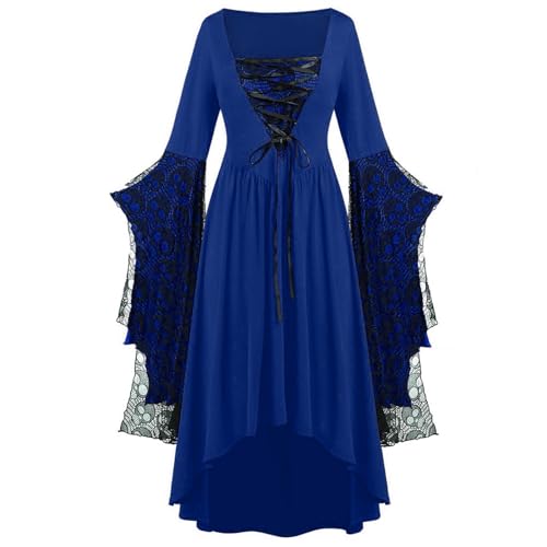 NZYIHAO Die Discounter Mittelalter Kleidung Damen Renaissance Kostüm Frauen Mittelalterliches Kleid mit Trompetenärmel Gotisch Maxikleid Karneval Halloween Party (in von NZYIHAO
