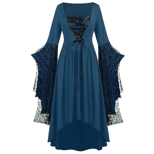 NZYIHAO Die Discounter Mittelalter Kleidung Damen Renaissance Kostüm Frauen Mittelalterliches Kleid mit Trompetenärmel Gotisch Maxikleid Karneval Halloween Party (in von NZYIHAO