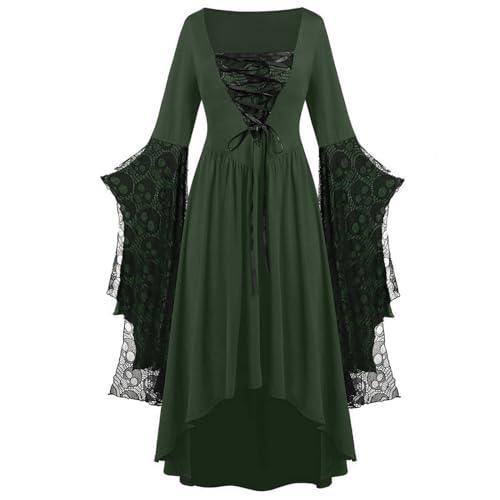 NZYIHAO Die Discounter Mittelalter Kleidung Damen Renaissance Kostüm Frauen Mittelalterliches Kleid mit Trompetenärmel Gotisch Maxikleid Karneval Halloween Party (in von NZYIHAO