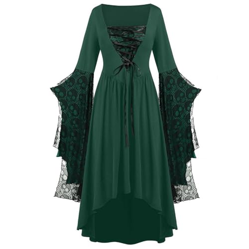 NZYIHAO Die Discounter Mittelalter Kleidung Damen Renaissance Kostüm Frauen Mittelalterliches Kleid mit Trompetenärmel Gotisch Maxikleid Karneval Halloween Party (in von NZYIHAO