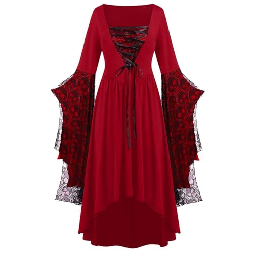 NZYIHAO Die Discounter Mittelalter Kleidung Damen Renaissance Kostüm Frauen Mittelalterliches Kleid mit Trompetenärmel Gotisch Maxikleid Karneval Halloween Party (in von NZYIHAO