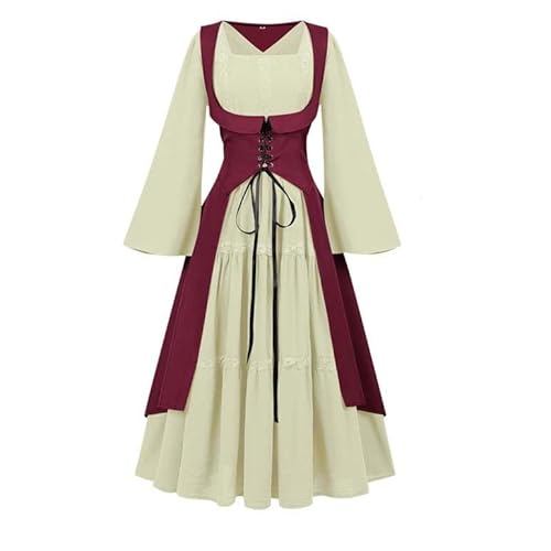 NZYIHAO Gothic Kleidung Damen Mittelalter Renaissance Kleid Trompetenärmel Vintage Kleider Karneval Kostüm Piraten Cosplay Outfit mit Lace Up NZYIHAO Gothic Kleidung Damen Mittelalter Renaissance Kleid Trompetenärmel Vintage Kleider Karneval Kostüm Piraten Cosplay Outfit mit Lace Up von NZYIHAO