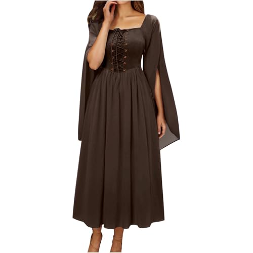 NZYIHAO Halloween Kostüm Damen Gothic Kleidung Hexe Vampir Wikinger Langarm Kostüme Renaissance Märchen Große Größen Mittelalter Kleider Festliches Outfit Mesh Viktorianisches Kleid von NZYIHAO