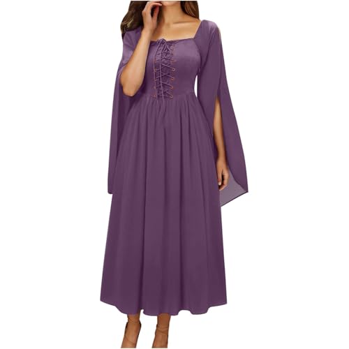 NZYIHAO Halloween Kostüm Damen Gothic Kleidung Hexe Vampir Wikinger Langarm Kostüme Renaissance Märchen Große Größen Mittelalter Kleider Festliches Outfit Mesh Viktorianisches Kleid von NZYIHAO
