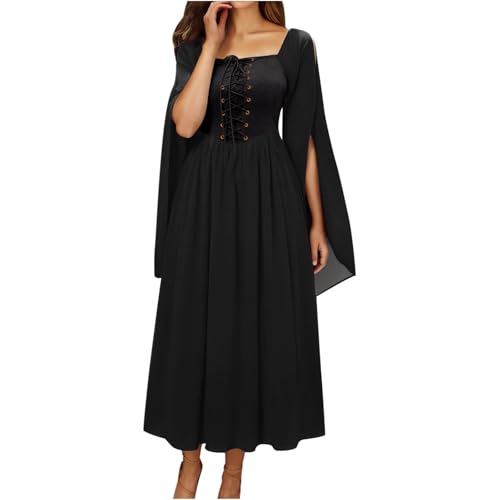 NZYIHAO Halloween Kostüm Damen Gothic Kleidung Hexe Vampir Wikinger Langarm Kostüme Renaissance Märchen Große Größen Mittelalter Kleider Festliches Outfit Mesh Viktorianisches Kleid von NZYIHAO