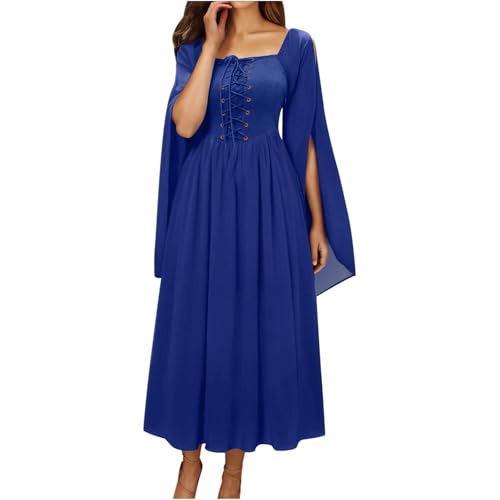 NZYIHAO Halloween Kostüm Damen Gothic Kleidung Hexe Vampir Wikinger Langarm Kostüme Renaissance Märchen Große Größen Mittelalter Kleider Festliches Outfit Mesh Viktorianisches Kleid von NZYIHAO