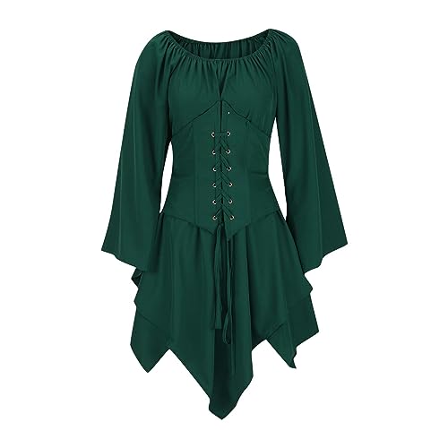 NZYIHAO Meine bestellungen anzeigen 2025 Damen Mittelalter Kleid Mit Trompetenärmel Renaissance Kostüm Korsett für Halloween von NZYIHAO
