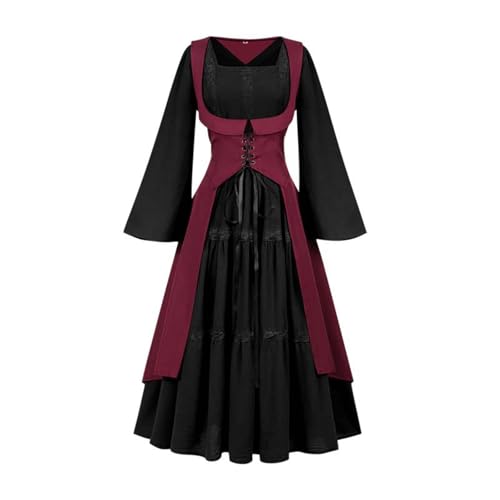 NZYIHAO Mittelalter Renaissance Kostüme Kleid Damen Gothic Kleidung Steampunk Vintage Kleider Karneval Kostüm Piraten Cosplay Outfit mit Schnürsenkel für Fasching Halloween von NZYIHAO