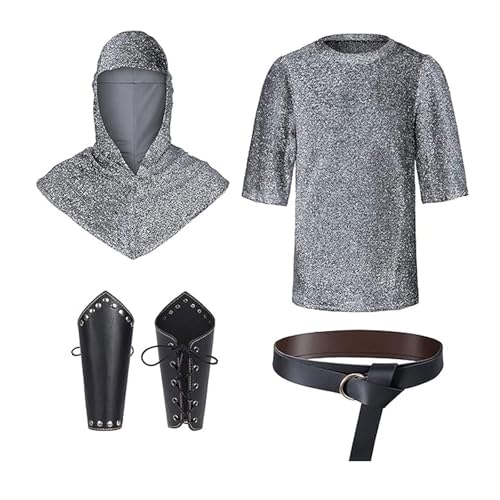 NaLatia Renaissance Faux Chain Mail Rüstung Tunika Shirt Coif Mittelalter Ritter Cowl Kreuzritter Kostüm Outfit Armschienen Taille Gürtel Set NaLatia Renaissance Faux Chain Mail Rüstung Tunika Shirt Coif Mittelalter Ritter Cowl Kreuzritter Kostüm Outfit Armschienen Taille Gürtel Set von NaLatia
