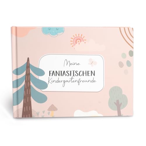 Nabance Freundebuch Kindergarten Mädchen Schulfreundbuch Mädchen Jungen zum Ausfüllen Tragbar Freundebuch Schule Einschulung Geschenk mit 82 Seiten für Freunde Lehrer Hardcover Rosa von Nabance