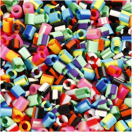 Bügelperlen, Größe 5x5 mm, Lochgröße 2,5 mm, medium, Gestreift, 10000 sort./ 1 Pck von Nabbi