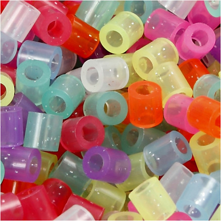 Bügelperlen, Größe 5x5 mm, Lochgröße 2,5 mm, medium, Glitter-Farben, 30000 sort./ 1 Pck von Nabbi