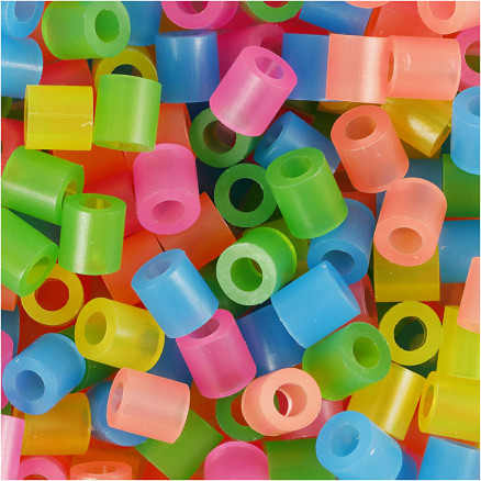 Bügelperlen, Größe 5x5 mm, Lochgröße 2,5 mm, medium, Neonfarben, 20000 sort./ 1 Eimer von Nabbi